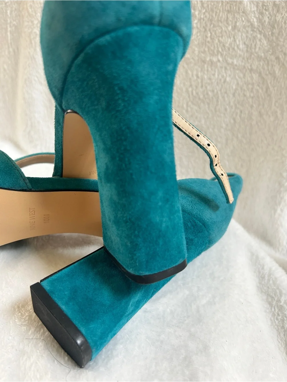 Nine West Teal Suede Slingback Block Heels